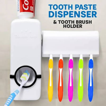 Set of Toothpaste Dispenser & Toothbrush Holder