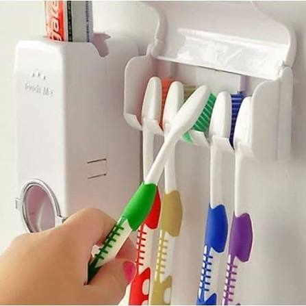 Set of Toothpaste Dispenser & Toothbrush Holder